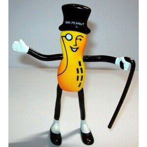 Planters Peanuts Doll Bendy Rubber Bendable Toy Figure Gift For Mom Dad Retro